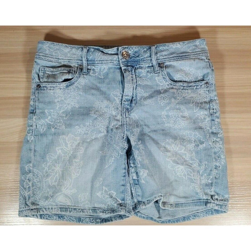 SEVEN7 Women's Size 6 Blue Jean Floral Print Denim Shorts 30" Waist